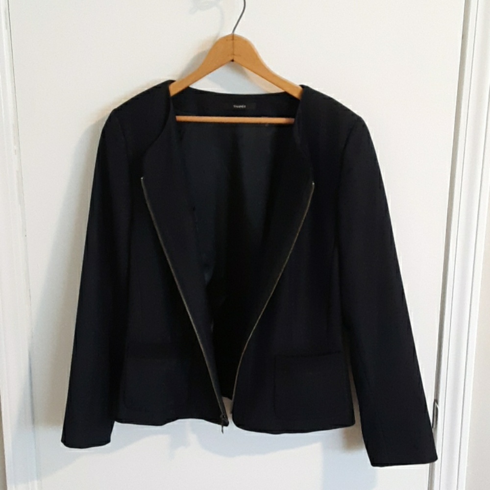 SOLD- NWOT Dark Grey Tahari Zipper Office Blazer - Picture 5 of 7
